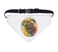 Large 'Pug Portrait' Dog/Cat/Pet Bandana (PD00063446)