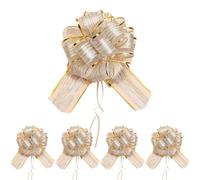 Large Pull Bows Wrapping Pull Bow Ribbon, 5PCS Silver Bows for Gift Wrapping, Ribbon Pull Bows Bows for Gift Wrapping Baskets Wedding, Valentine's,Birthday Gift, Christmas (Silver)