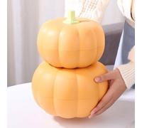 Large Pumpkin Bowls 2 Set, Plastic Pumpkin Candy Dish Jar with Lid Thanksgiving Decor Pumpkin Dish with Cover Pumpkin Serving Tray Fall Decorative Food Snacks Storage Container for Sugar Cookie
