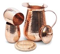 Large Pure Copper Pitcher (70 oz. /2000 ml) with 2 Tumblers for Drinking Water | Vase | Water Jug Set