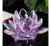 LARGE PURPLE CRYSTAL LOTUS FLOWER ORNAMENT WITH GIFT BOX CRYSTOCRAFT HOME DECOR