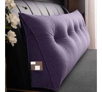 Large Purple Velvet Triangle Reading PillowSoft Bedside Support Cushion for Comfortable Reading 60x50x20CM Perfect for Bed & Relaxation