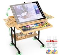 Large Puzzle Table with Drawer for 300-1500 Pieces, Height and Angle Adjustable, Wooden Top with Polypropylene Felt Cover, Storage Shelf, Stand