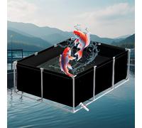 Large PVC Canvas Aquarium, Canvas Fish Pond With Support, Aquarium Ornamental Swimming Pool with Drain Valve, Holding Tank For Breeding Koi, Easy to Set Up,Black 3×1×0.5m(9.8×3.3×1.6ft)