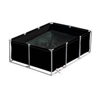 Large PVC Canvas Aquarium, Canvas Fish Pond With Support, Aquarium Ornamental Swimming Pool with Drain Valve, Holding Tank For Breeding Koi, Easy to Set Up,Black 1.5×1×0.7m(4.9×3.3×2.3ft)