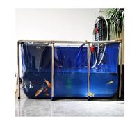 Large PVC/Canvas Aquarium Pool with A Window, Pond Liners with Stainless Steel Frame Flexible Holding Tank for Turtle Koi/Goldfish to Live(100x70x61cm)