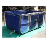 Large PVC Canvas Koi Aquarium, with Viewing Window, Steel Frame Water Tank for Garden Breeding, Pet Pool, Emergency Use (Blue 55.1x27.6x24in)