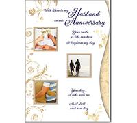 Large quality greetings card, Title: With Love to My Husband on our Anniversary, Thoughtfully written and lovingly designed Exclusively for Male couples