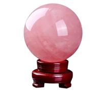 Large Quartz Crystal Ball with Stand, Rose Gemstone Sphere,Polished Stone Sculpture Figurine for Witchcraft,Scrying,Decorative,50mm/1.96in