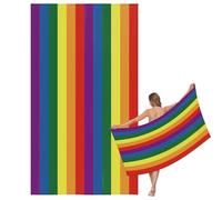 Large Quick Dry Microfibre Beach Bath Towel for Adult,160x90cm Rainbow Sand Free Beach Towel with Bag,Lightweight Gym Yoga Sports Swimming Towel,Compact Travel Summer Beach Towel for Women Men