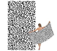 Large Quick Dry Microfibre Beach Bath Towel for Adult,Black White Leopard Print Sand Free Beach Towel with Bag,Lightweight Gym Yoga Sports Towel,Compact Travel Summer Beach Towel for Women Men