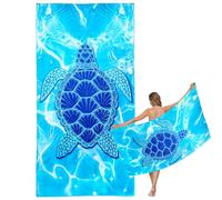 Large Quick Dry Microfibre Beach Bath Towel for Adult,Blue Turtle Sand Free Beach Towel with Bag,Lightweight Gym Yoga Sports Towel,Compact Travel Summer Beach Towel for Women Men