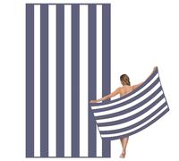 Large Quick Dry Microfibre Beach Bath Towel for Adult,Double Sides grey White Striped Sand Free Beach Towel with Bag,Lightweight Gym Yoga Sports Towel,Compact Travel Summer Beach Towel for Women Men