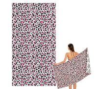 Large Quick Dry Microfibre Beach Bath Towel for Adult,Double Sides Pink Spots Leopard Sand Free Beach Towel with Bag,Lightweight Gym Yoga Sports Towel,Compact Travel Summer Beach Towel for Women Men