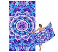 Large Quick Dry Microfibre Beach Bath Towel for Adult,Mandala Flower Sand Free Beach Towel with Bag,Lightweight Gym Yoga Sports Towel,Compact Travel Summer Beach Towel for Women Men