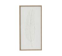 Large Quill White Feather Art Mounted In Beaded Frame