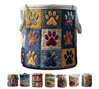 Large Quilted Laundry Basket Foldable Laundry Hamper with Handles Cute Boho Quilted Storage Basket, Quilted Laundry Basket Boho Fabric Floral Storage Hamper for Clothes Toys