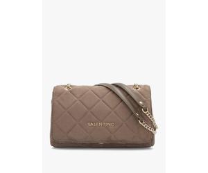 Large Quilted Ocarina Taupe Suedette Satchel Bag - Taupe Fabric / One Size
