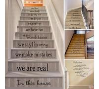 Large Quotes - Wall Decal Inspirational Stickers | Motivational Family Saying | Removable Wall Stickers Positive Lettering Word Decal | Vinyl Peel & Stick Mural Art in This House We are a Family Love