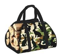 Large Rabbit-American-Camouflage-Pattern Firewood Carrier Bag, 600d Oxford Cloth Log Tote With Reinforced Handles, Open-End Wood Hauling Bag For Fireplace, Wood Stove, Camping And Outdoor Storage
