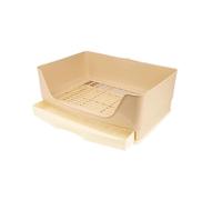 Large Rabbit Litter Box with Removable Drawer, Plastic Potty for Rabbits/Guinea Pigs/Ferrets, Cage-Mountable 2-Tier Toilet Tray (15.74"x11.81"x7.08")(Beige)