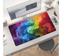 Large Rainbow Smoke Desk Mat 24x12 Inch Waterproof Non-Slip Rubber Desk Pad for Office Home Gaming Remote Work Foldable Portable Mousepad for Keyboard Laptop Desktop Accessories