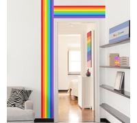 Large Rainbow Wall Decals Corner Line Floor Sticker Colorful Bold Rainbow Wall Border Stickers Peel and Stick Vinyl Wall Art Decor for Children Kids Bedroom Playroom Livingroom Home Decor