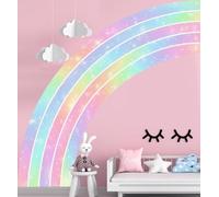 Large Rainbow Wall Decals Peel and Stick Holographic Half Rainbow Wall Stickers, Removable Pink Rainbow Wall Art Murals for Girls Room, Toddler Room, Bedroom, Classroom, Nursery Decor (Half Rainbow)