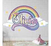 Large Rainbow Wall Sticker - Unicorn Wall Stickers - Baby Girl Wall Stickers for Nursery - Rainbow Wall Decal for Girls Bedroom - Girls Name Wall Stickers - Cute Personalised Wall Sticker
