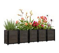 Large Raised Plant Box 200L x 40W x 50Hcm, Raised Beds for Gardening Self Watering, Rattan Garden Planters Outdoor with Drainage Holes, Rectangular Planting Container Perfect for Garden Patio Balcony