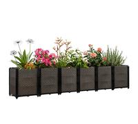 Large Raised Plant Box 240L x 40W x 50Hcm, Raised Beds for Gardening Self Watering, Rattan Garden Planters Outdoor with Drainage Holes, Rectangular Planting Container Perfect for Garden Patio Balcony