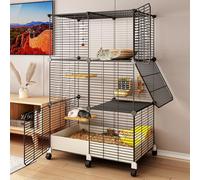 Large Rat Cage, Chinchilla Cage, Guinea Pig Cage Diy Design, Easy to Clean, 16cm Heightened Built-In Tray with Metal Wire Dense Casters, Easy to Move(75 * 37 * 115cm)