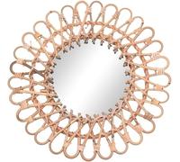 Large Rattan Mirror 16in Art Decoration Round Makeup Mirror, Sunflower Circular Wall Mirror Decor For Bathroom, Living Room, Bedroom，40cm