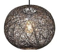 Large Rattan String Ball Pendant Lampshade - (Black) Light Shade for Bedroom, Living Room Hallway