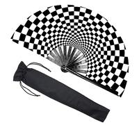 Large Rave Bamboo Folding Clack Hand Fan for Women/Men,Rave Hand Fan Festival Fan Folding Hand Fan Handheld Fan Dance Fan for EDM,Music,Festival,Club,Freaky,Party,Dance,Performance,Decoration,Gift