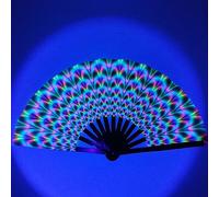 Large Rave Bamboo Folding Clack Hand Fan for Women/Men,Rave Hand Fan Festival Fan Folding Hand Fan Handheld Fan Dance Fan for EDM,Music,Festival,Club,Freaky,Party,Dance,Performance,Decoration,Gift
