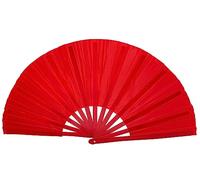 Large Rave Folding Handheld Chinese/Japanese Fan Women Girls Rave Accessories for Music Festivals Burlesque Pride Outfits Clack Fan (Red)