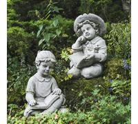 Large Reading Boy and Girl Statues in Sitting pose