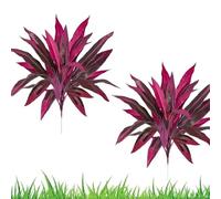 Large Realistic Artificial Boston Fern & Dragon's Blood Tree Plants, 2PCS UV Resistant Artificial Ferns with Vibrant Pink Purple Faux Plants, For Outdoor Garden Patio Wedding Balcony (2PCS)