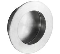 Large Recessed Sliding Door Flush Pull - 80mm Round 12mm Depth Satin Steel