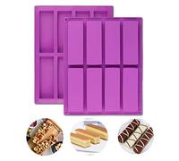 Large Rectangle Granola Bar Silicone Moulds 2PCS 8 Cavity Nutrition Cereal Bar Moulds, Energy Bar Maker for Muffin Brownie Cornbread Cheesecake Pudding Cake and Soap