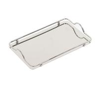 Large Rectangle Tray, Stainless Steel Serving Platters Silver Trays for Serving Metal Dinner Plates with Handles for BBQ, Dining, Party, Buffet