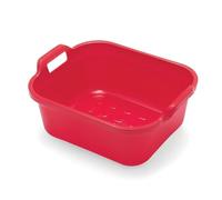Large Rectangular 9.5 Litre Washing Up Bowl with Handles Plastic Wash Basin Multipurpose Bath Tub/Washing Tub Vegetable Fruit Wash Pan Dish for Kitchen Bathroom Household (Red)