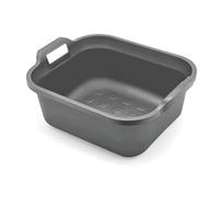 Large Rectangular 9.5 Litre Washing Up Bowl with Handles Plastic Wash Basin Multipurpose Bath Tub/Washing Tub Vegetable Fruit Wash Pan Dish for Kitchen Bathroom Household (Metallic)