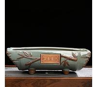 Large Rectangular Bonsai Pot - Creative Ceramics Vintage Stone Pot for Green Plants, Kiln Fired, Chinese Style, Ideal for Fleshy Plants and Flower Displays