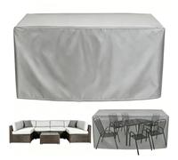 Large Rectangular Garden Furniture Cover, Waterproof Oxford Fabric 420D, Drawstring Adjustable Hem, for Patio Tables, Chairs, Sofas and Outdoor Sets (B 123x61x72cm)