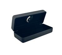 Large Rectangular Hard Shell Glasses Case with Hidden AirTag Holder, Matte Black, Track Eyewear with Find My App