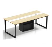 Large Rectangular Office Conference Table for 6-20 People - Solid Wood Eco-Friendly Design Cable Management Storage Shelf Adjustable Feet Easy Assembly (Chairs Not Included)