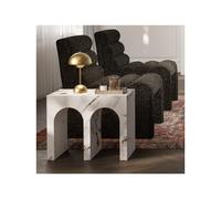 Large Rectangular White Marble Effect Side Table - Archie