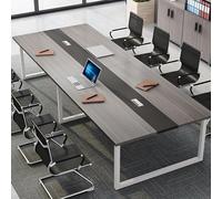Large Rectangular Wooden Conference Table 63-94" Office Desk Seats 6-8, Ideal for Meetings & Receptions, Grey & White Finish, Durable Design with Threaded Holes (240x80cm)